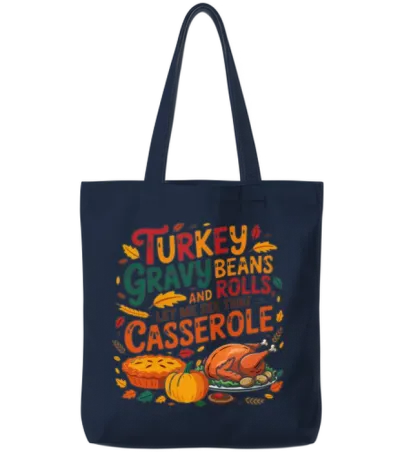 Unique Turkey Gravy Beans and Rolls Tote Bags - Navy