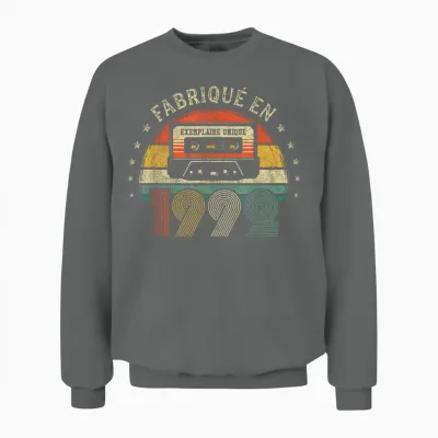 Fabriqué En 1992 Vintage Cassette - Cadeau Anniversaire 1992 Unisex Sweatshirt - Graphite Heather