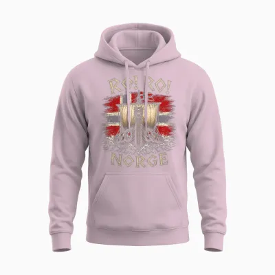 Ro! Ro! Norge Wikinger Langschiff Norwegen Flagge Skandinavisch Unisex Hoodie - Light Pink