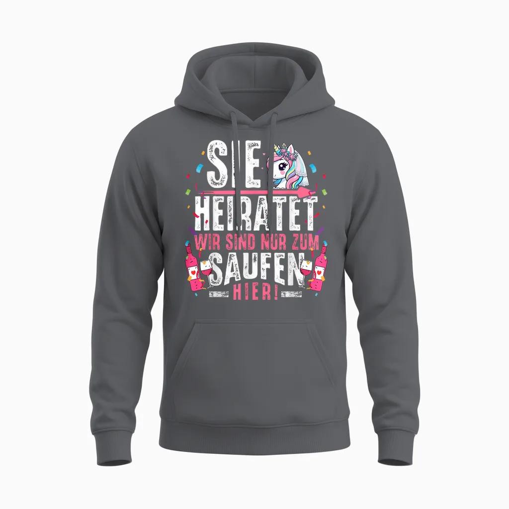 Hen Party T-Shirt Women Jga Shirt Hen Night T-Shirt, Black Unisex Hoodie in Charcoal