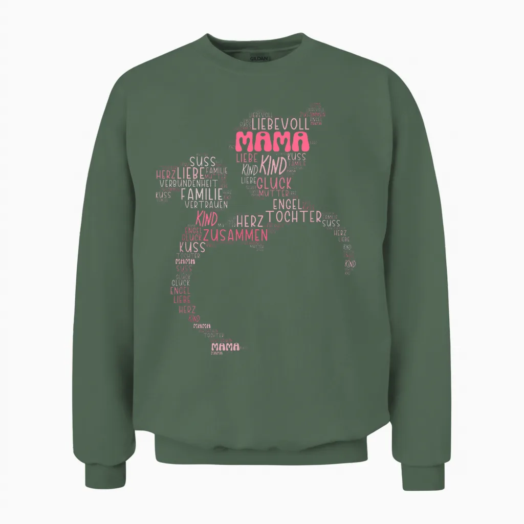 Partner Look Mother Daughter Family Mum Daughter Mother's Day T-Shirt, Black Unisex Sweatshirt in Military Green
