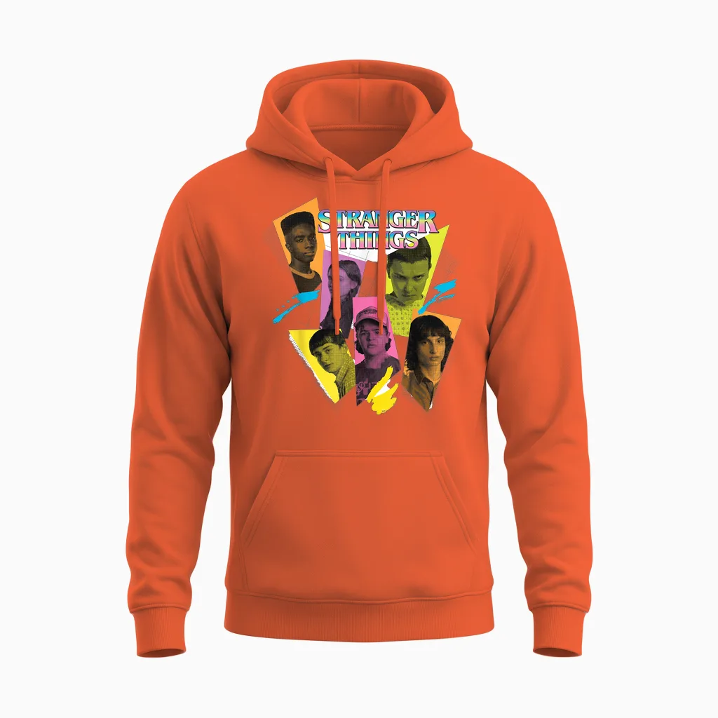Stranger Things 4 Lucas, Max, Dustin, Eleven, Mike Unisex Hoodie in Orange