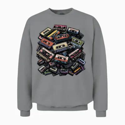 Mixtapes Shirt Cassette Vintage Cassette Tapes 80s Radio Music T-Shirt, Grey, S Unisex Sweatshirt - Sport Grey