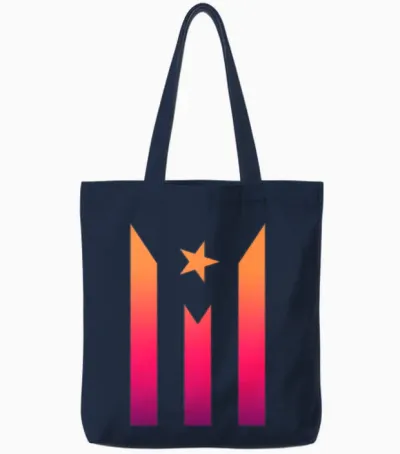 Puerto Rico Flag Silhouette Tote Bags - Navy