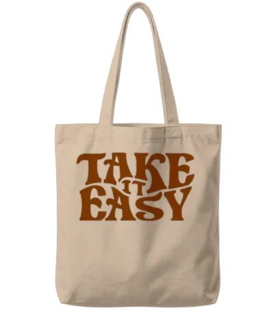 Take It Easy,retro,vintage Tote Bags - Natural