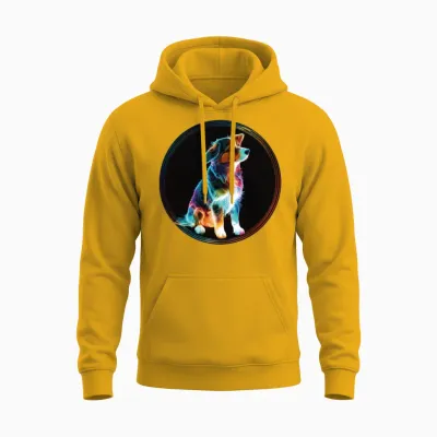Colourful Cute Dog Unisex Hoodie - Gold
