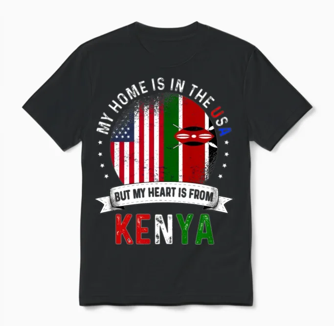 Kenyan American Flag Kenyan Roots Usa Citizen Unisex T-Shirt in Black