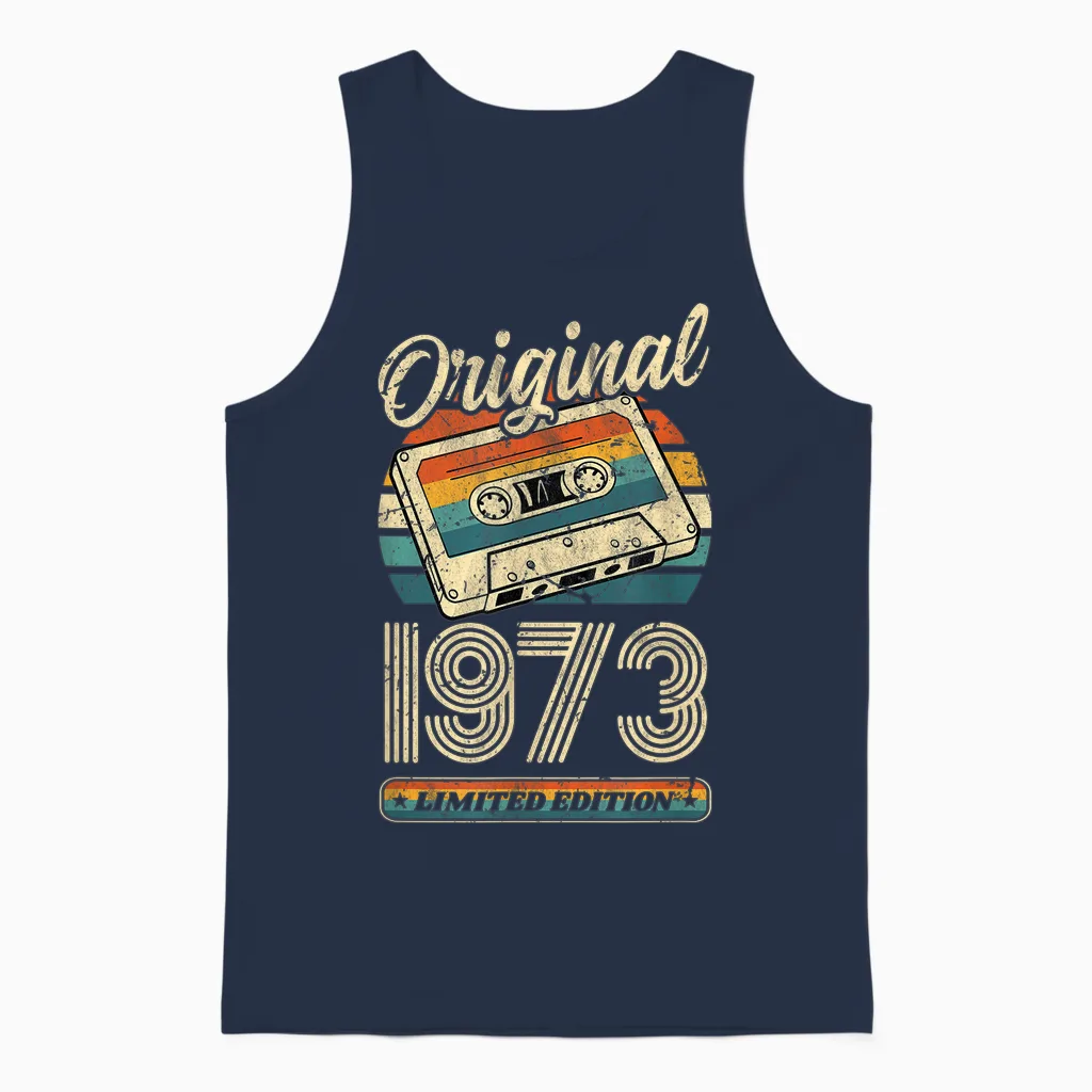 Original 1973 Vintage Anniversaire 53 Ans Pour Hommes Femmes Unisex Tank Top in Navy