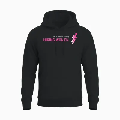 I Hike to Avoid Adulting, Women Hiking Unisex Hoodie - Black