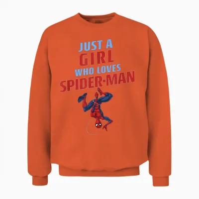 Marvel Spider-Man Classic Just a Girl Who Loves Spider-Man Unisex Sweatshirt - Orange