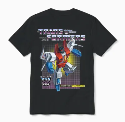 Transformers Decepticon Starscream T-Shirt, Herren, Unisex-Erwachsene, Kurzarm, Schwarz, S, Klassisch, Cartoon, Offiziell Lizenziert, Klassische Passform, Imported Unisex T-Shirt - Black