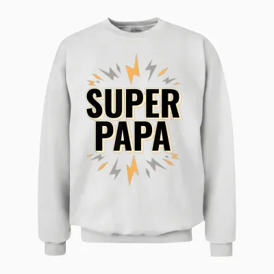 Man Super Dad Superhero Dad Funny Birthday Gift T-Shirt, Black, S Unisex Sweatshirt - White