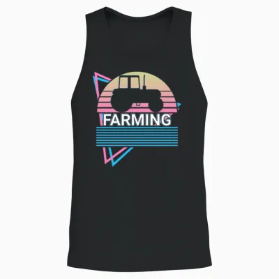 Farming Retro Farmer Unisex Tank Top - Black