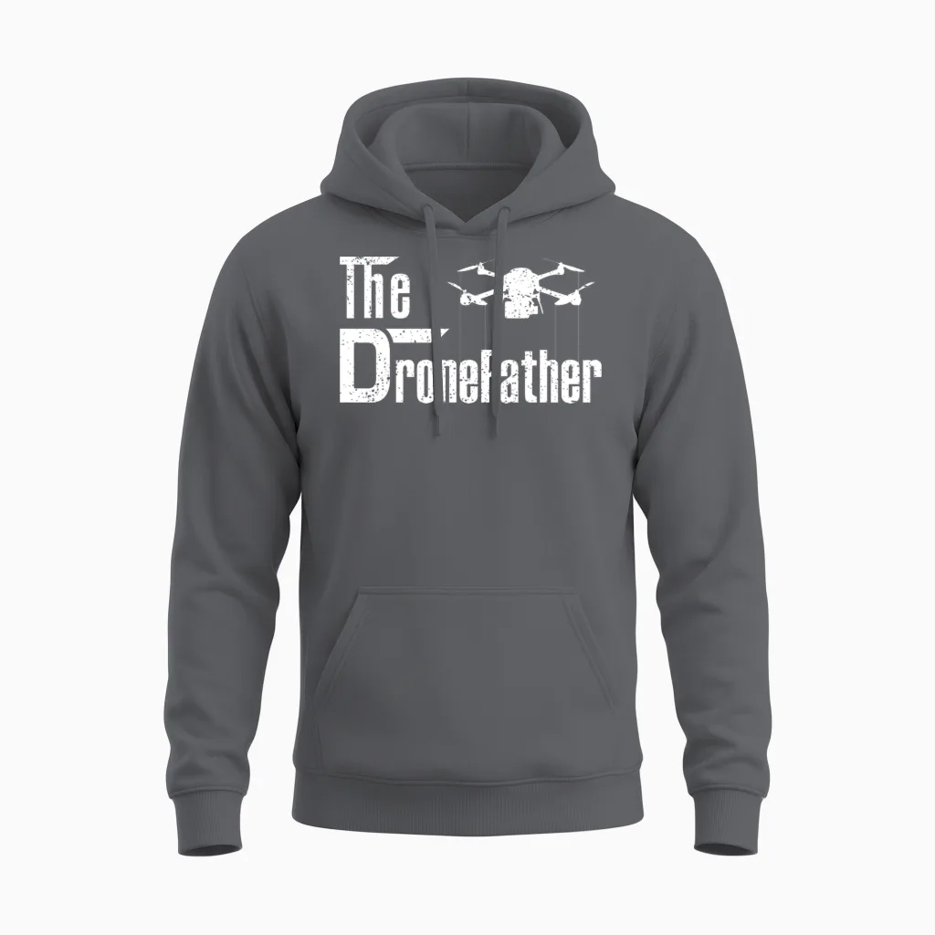 The Funny Quadfather Funny Drone Quadcopter Father Unisex Hoodie in Charcoal