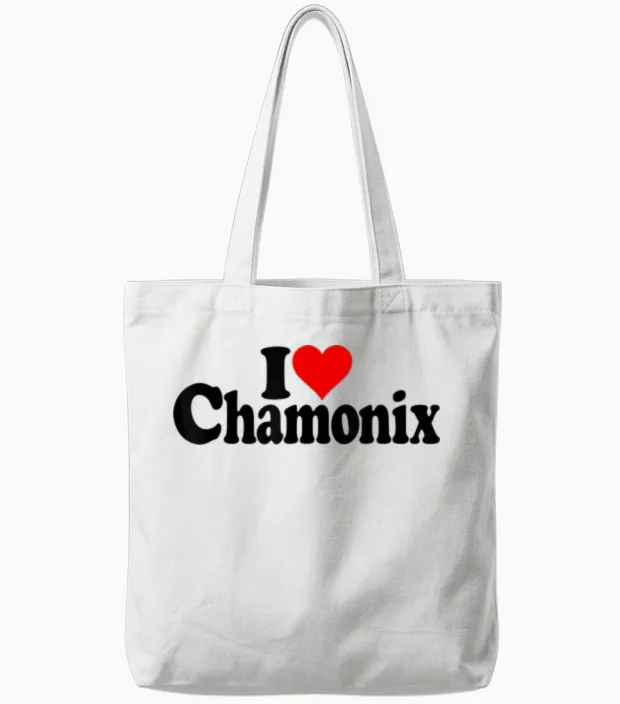 I Love Heart Chamonix French Alps Mont Blanc France T-Shirt, White, S Tote Bags in White