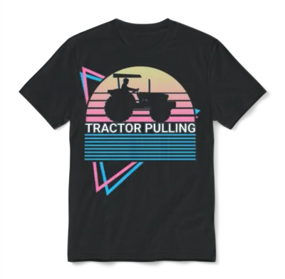 Tractor Pulling Retro Unisex T-Shirt - Black