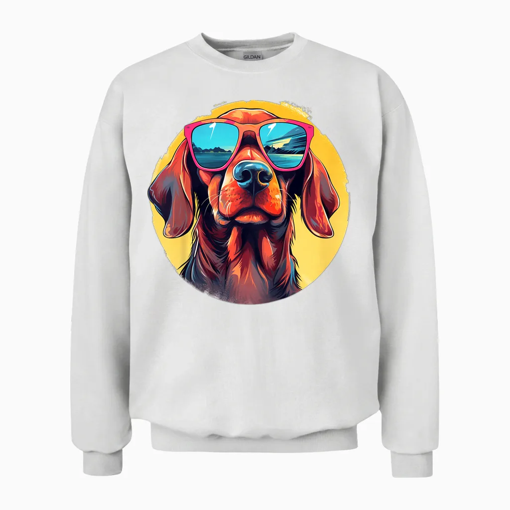Kinder Cooler Hund Mit Sonnenbrille Unisex Sweatshirt in White