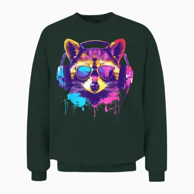 Dj Raccoon Outfit for Music Raccoon Techno Raccoon T-Shirt, Black Unisex Sweatshirt - Forest