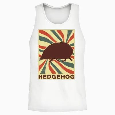 Hedgehog Retro Vintage Unisex Tank Top - White