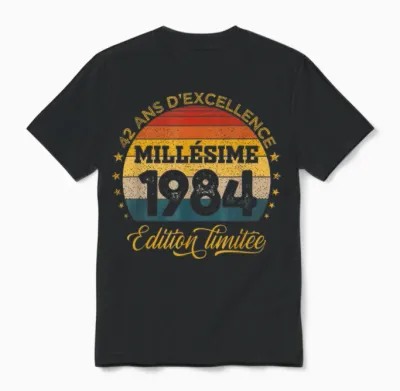 42 Years Anniversary Man Vintage 1984 Made in 1984 Unisex T-Shirt - Black