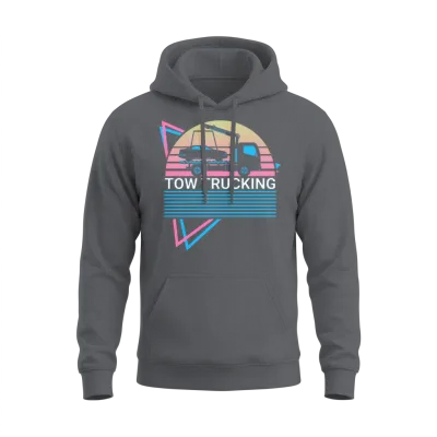 Tow Trucking Tow Truck Retro Unisex Hoodie - Charcoal