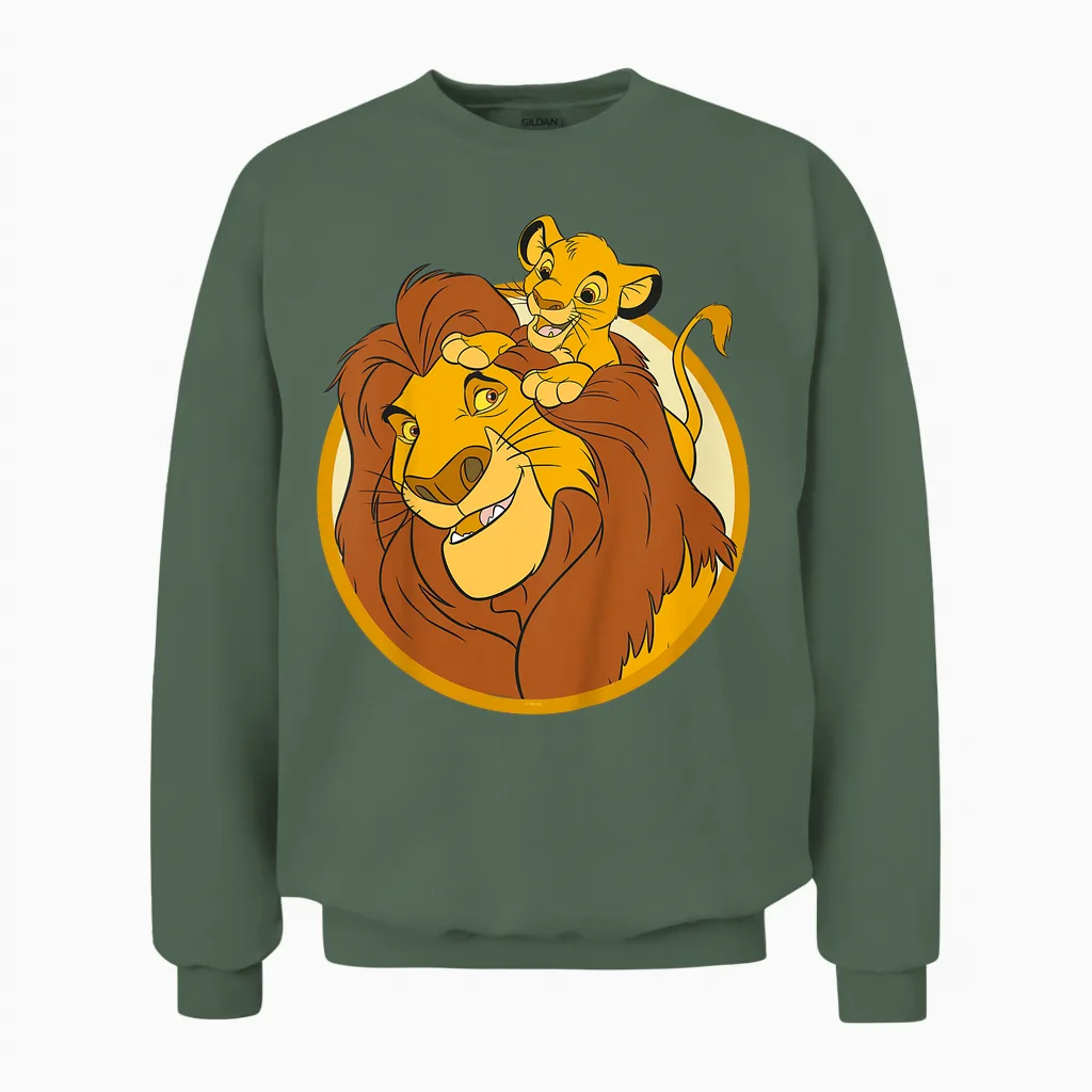 Kinder the Lion King Mufasa and Simba Unisex Sweatshirt in Military Green