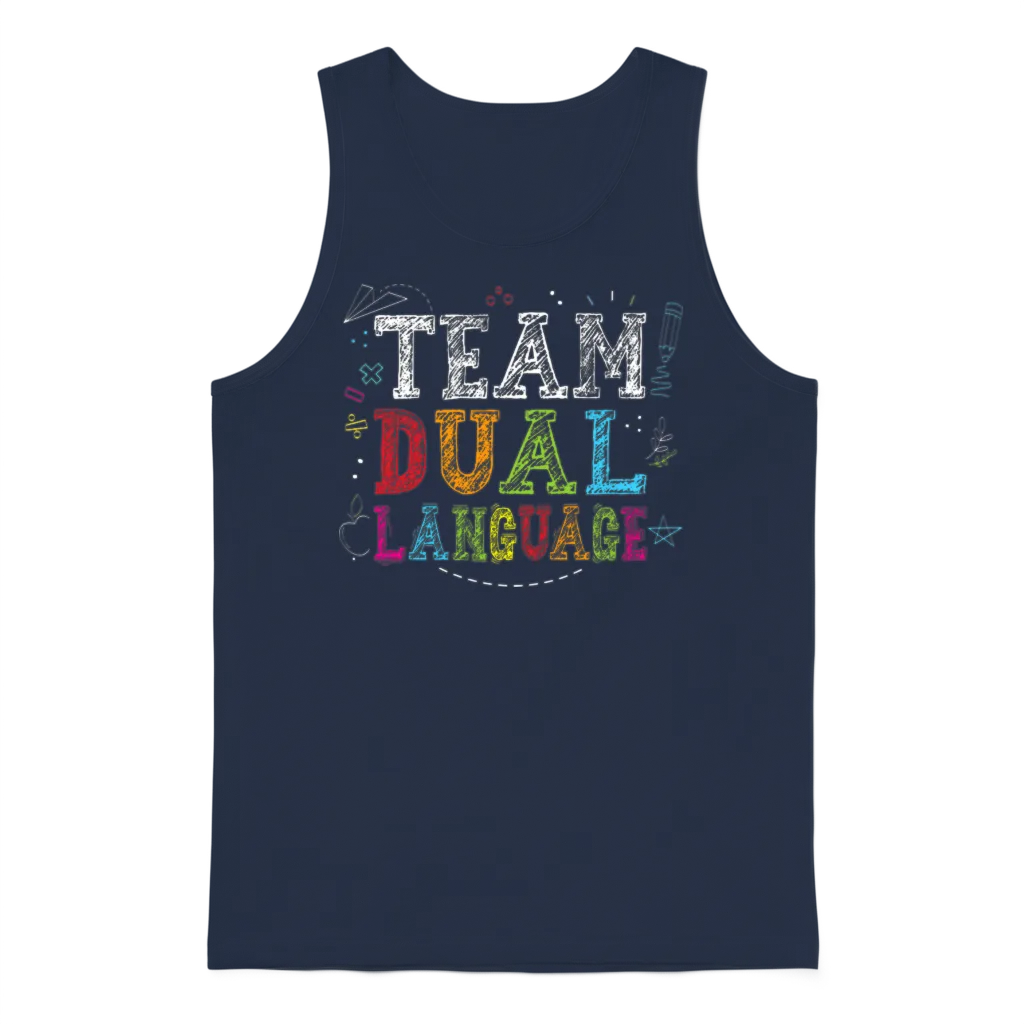 Team Dual Language Back to School Bilingual Kids Unisex Tank Top - Navy