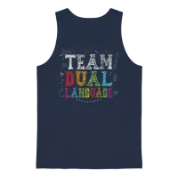 Team Dual Language Back to School Bilingual Kids Unisex Tank Top - Navy – 1