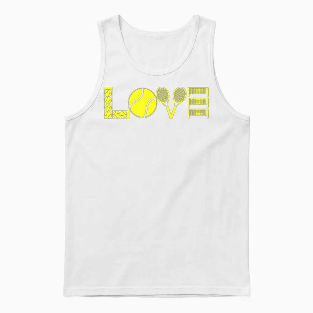 Tennis Love Unisex Tank Top in White