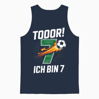 Children's Toor Ich Bin 7 7th Birthday Football Boy Cool Unisex Tank Top - Navy