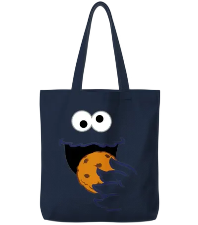 Sesame Street Costume Design Cookie Monster Tote Bags - Navy
