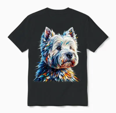 Polygon Art West Highland White Terrier Westie T-Shirt, Black, S Unisex T-Shirt - Black