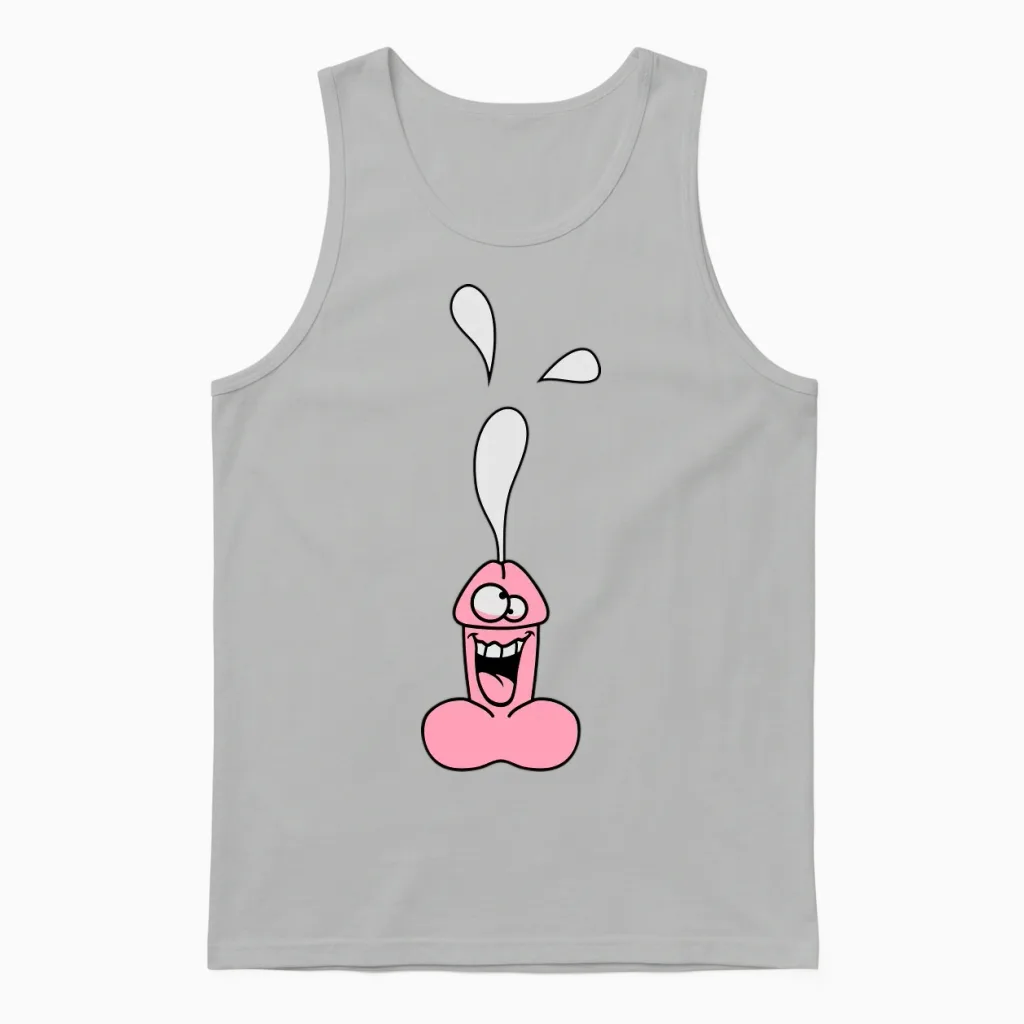 Funny Crazy Penis Unisex Tank Top in Ash