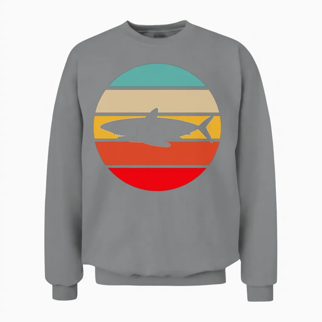 Shark Retro Unisex Sweatshirt in Sport Grey