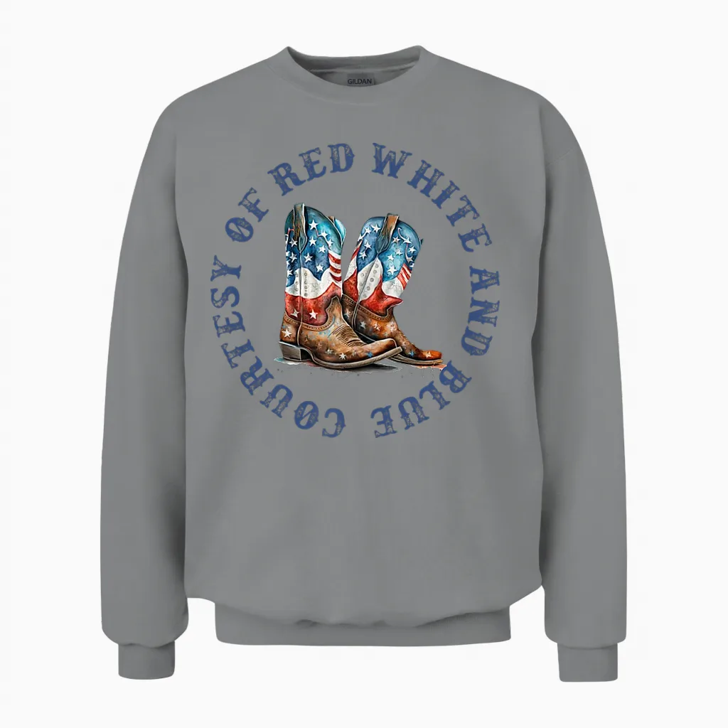 We'll Put a Boot in Your Ass Western Cowgirl (2 Sides) Unisex Sweatshirt in Sport Grey