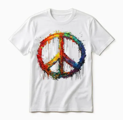 Peace Love Hippie Costume Peace Symbol 60s 70s T-Shirt, Black, S Unisex T-Shirt - White