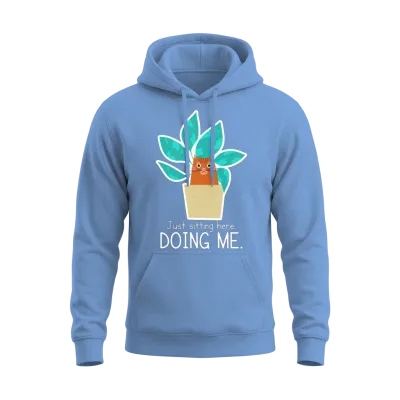 Funny Cat in a Plant Unisex Hoodie - Carolina Blue