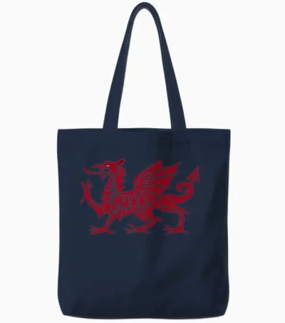 Welsh Dragon Symbol of Wales Tote Bags - Navy
