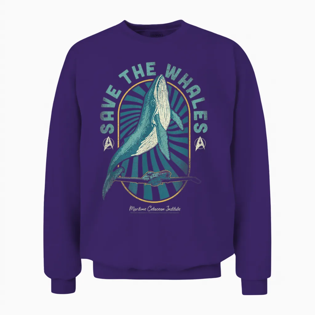 Star Trek Iv: the Voyage Home Save the Whales Collection T-Shirt, Black Unisex Sweatshirt in Purple
