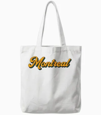 Montreal Retro Script Tote Bags - White