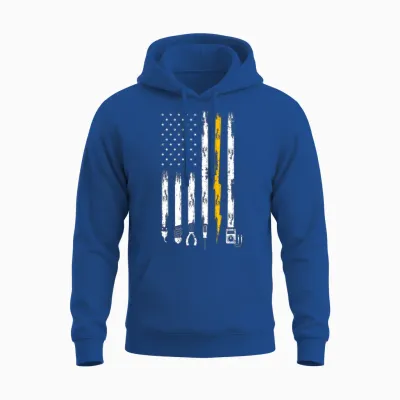 Electrician Us Flag Tools for Electricians Gift Unisex Hoodie - Royal