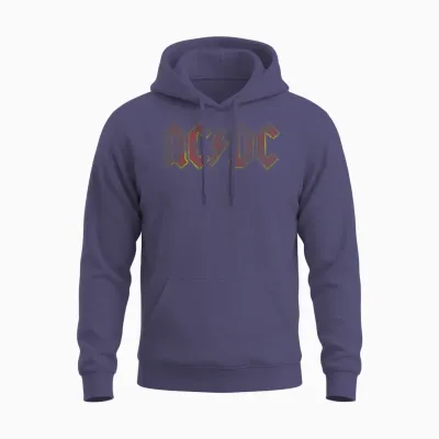 Official Ac/dc Distressed Red Logo Band Vintage Roll Unisex Hoodie - Heather Sport Dark Navy