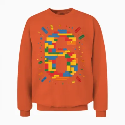 Ich Bin 6 Bausteine Geburtstag Klemmbausteine 6. Geburtstag Unisex Sweatshirt - Orange