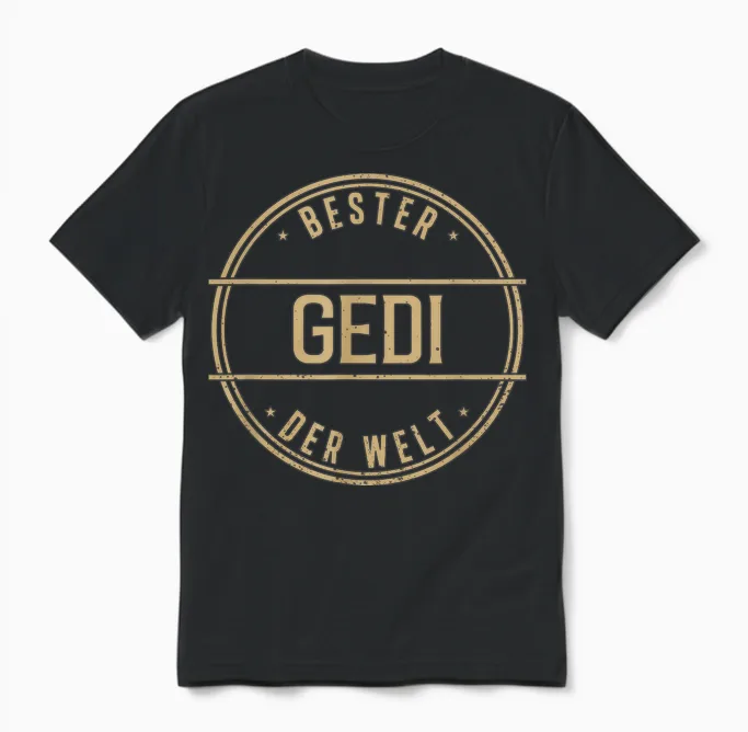 Bester Gedi Der Welt Funny Men's Name T-Shirt, Black Unisex T-Shirt in Black