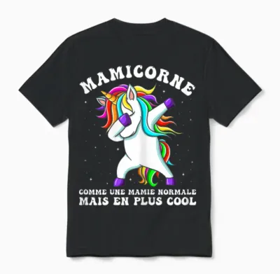 Mamicorne Funny Granny Unicorn Gift Mother's Day T-Shirt, Black, Female X-Small Unisex T-Shirt - Black