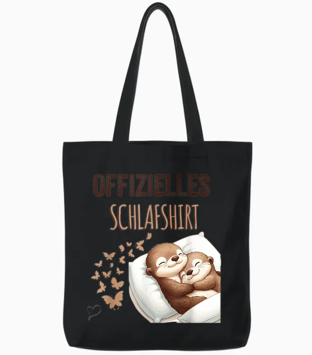 Official Sleep Shirt | Sea Otter Pyjamas Otter T-Shirt, White Tote Bags in Black