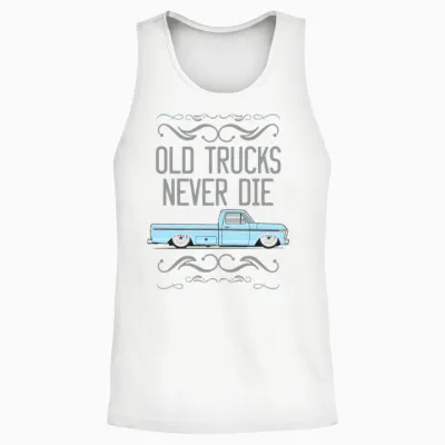 Old Trucks Wind Blue Unisex Tank Top - White