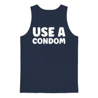 Use a Condom Unisex Tank Top - Navy – 1