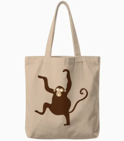 Funny Minimal Monkey Tote Bags - Natural