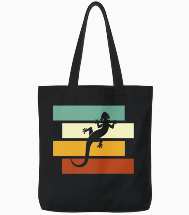 Lizard Retro Reptiles & Exotics Gift Tote Bags in Black